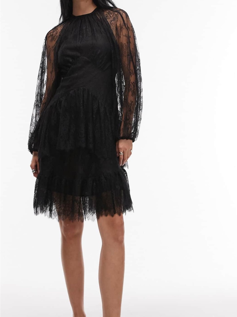 & Other Stories Black Lace Mini Dress